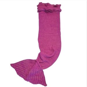 Handmade Fushia Pink Knit Mermaid Tail Lounge/Throw Blanket
